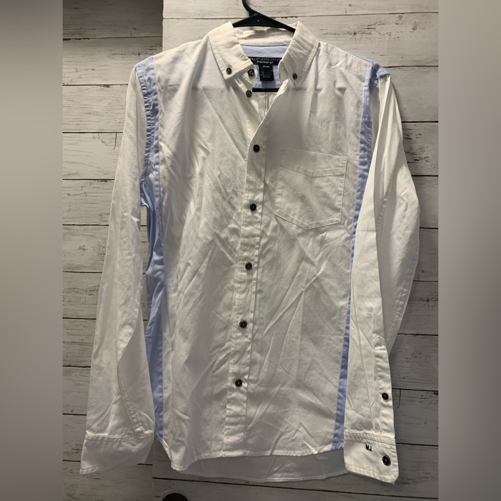 Marc By Marc Jacobs White Shirt with Blue Stripes